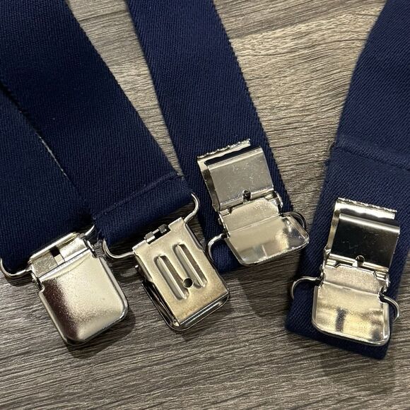 Vintage Welch Navy Alaska Men’s Suspenders Elastic Braces Clips Made in USA - Picture 3 of 6